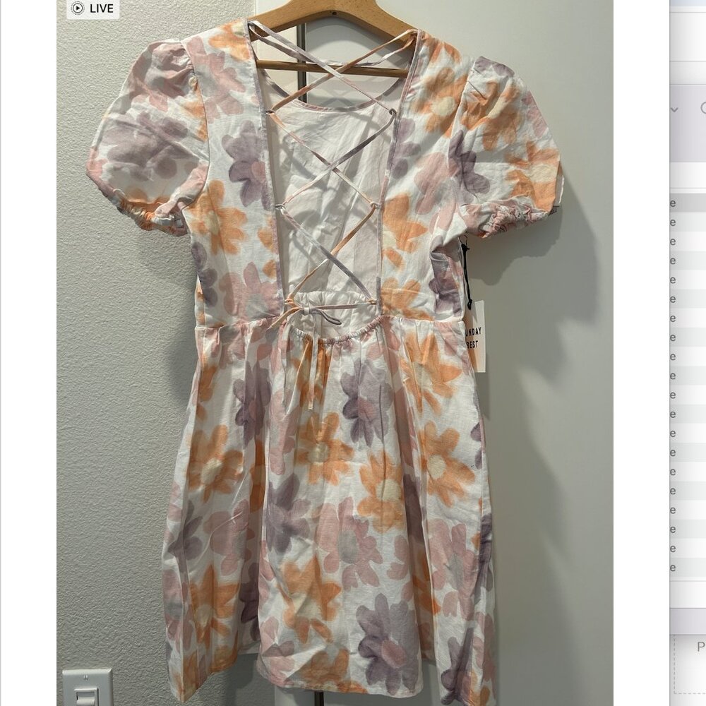 Aritzia Sunday Best saida dress Puff-sleeve babydoll dress - Picture 7 of 8